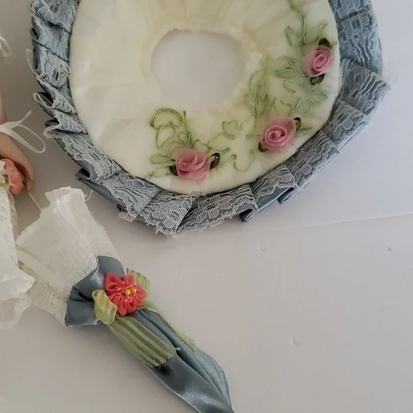 Blue and White Dress Hat and Umbrella Only For A 18" Doll - Picture 3 of 3